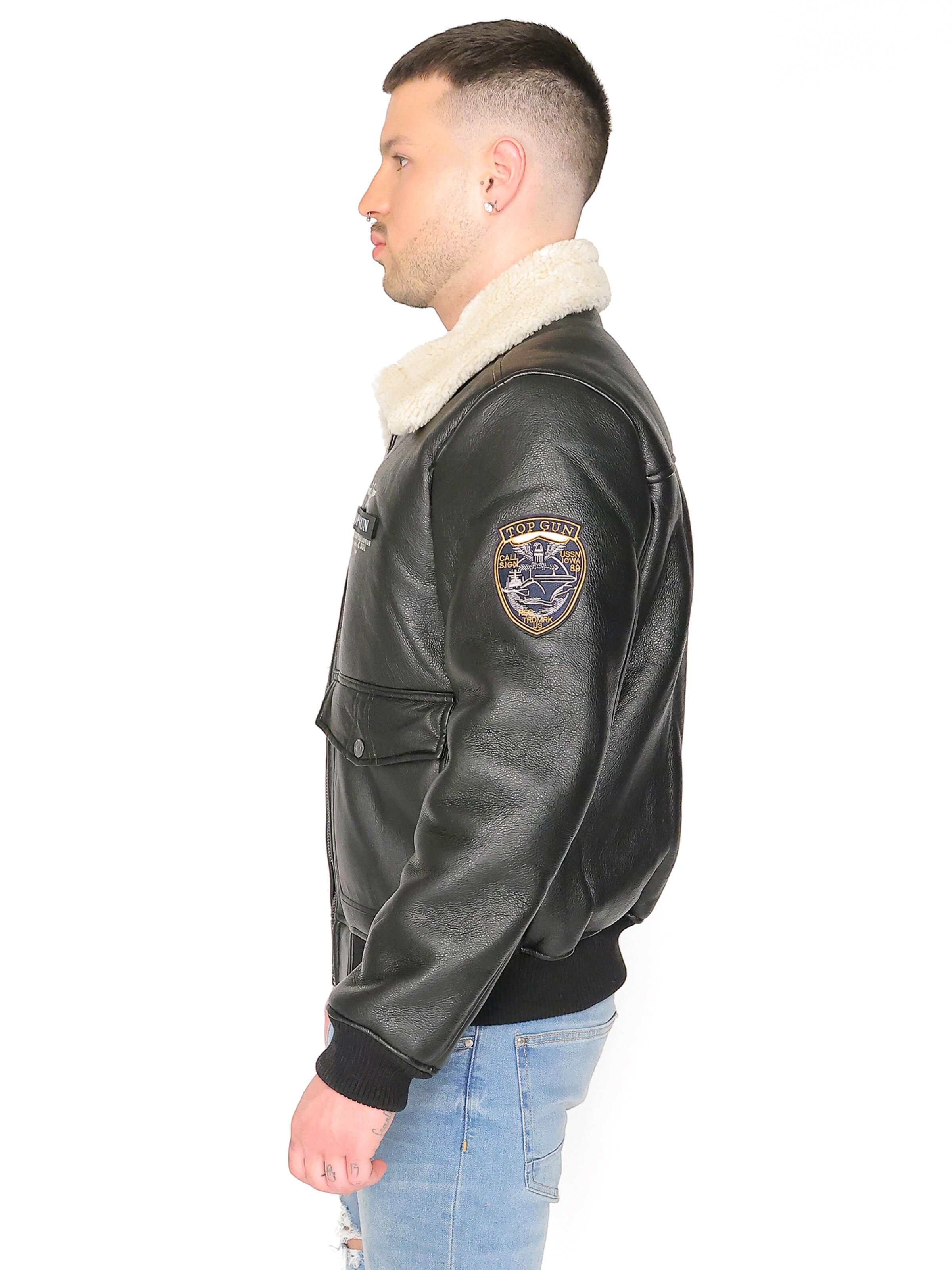 TOP GUN Lederimitatjacke ' TG20213035 ' in Schwarz