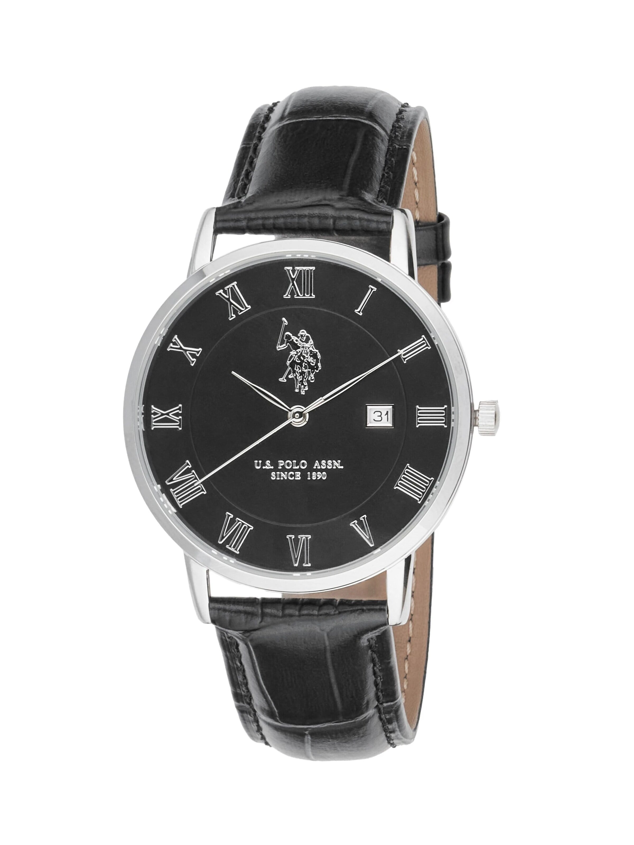 U.S. POLO ASSN. Analoguhr 'Daniel'‌‌‌‌‌‌‌‌ in Schwarz: Vorderseite