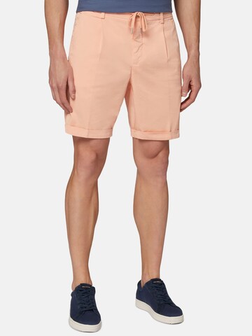 Boggi Milano Regular Pleat-Front Pants in Orange: front