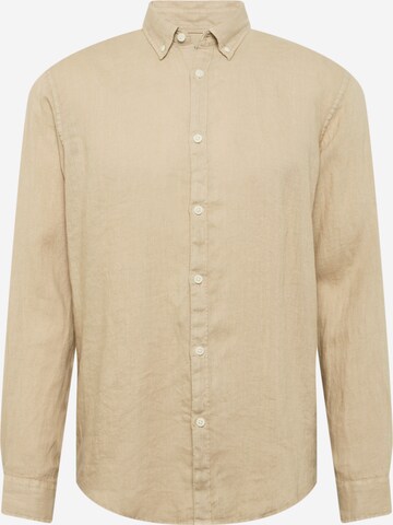 ESPRIT Button Up Shirt 'Gmt Dye Lin' in Beige: front