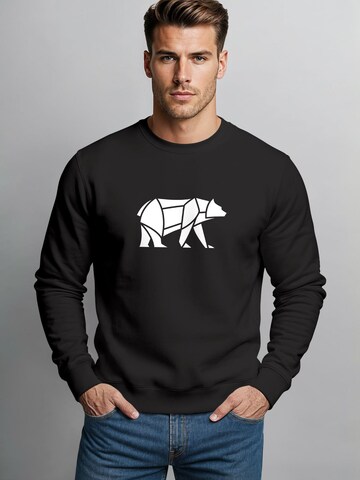 Neverless Sweatshirt 'Bär Lineart Polygon' in Black
