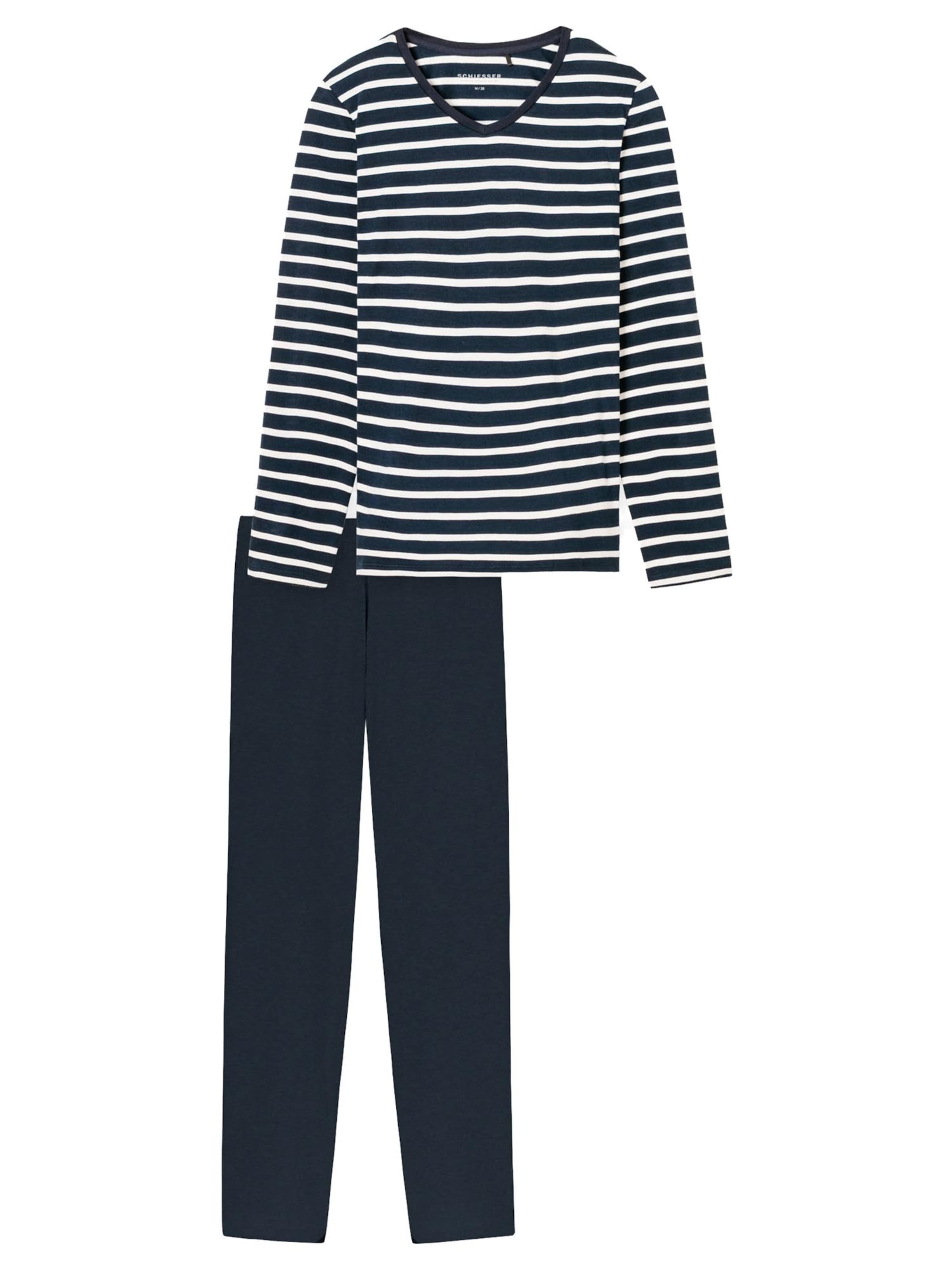 SCHIESSER Pajama 'Casual Essentials' in Blue: front