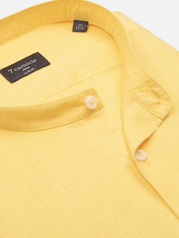 Slim fit Camicia business 'Caravaggio Linen Man Shirt Green' di 7Camicie in giallo