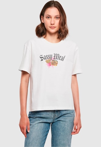 Miss Tee - Camisa 'Sassy Meal' em branco: frente