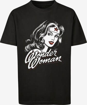 Maglietta 'DC Comics Wonder Woman Hint Of Red' di F4NT4STIC in nero: frontale