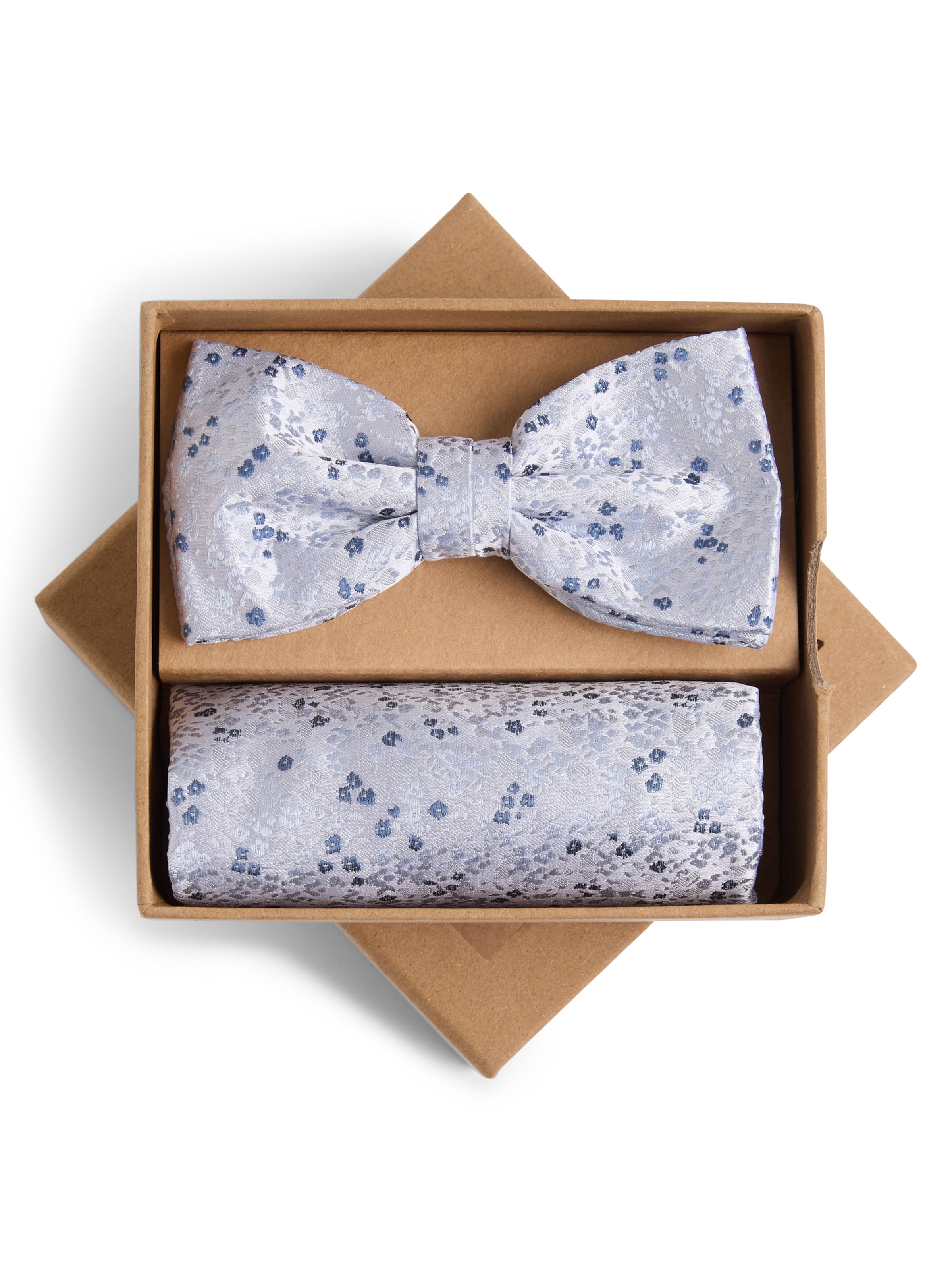 Finshley & Harding London Set: Fliege und Einstecktuch in Blau: Vorderseite