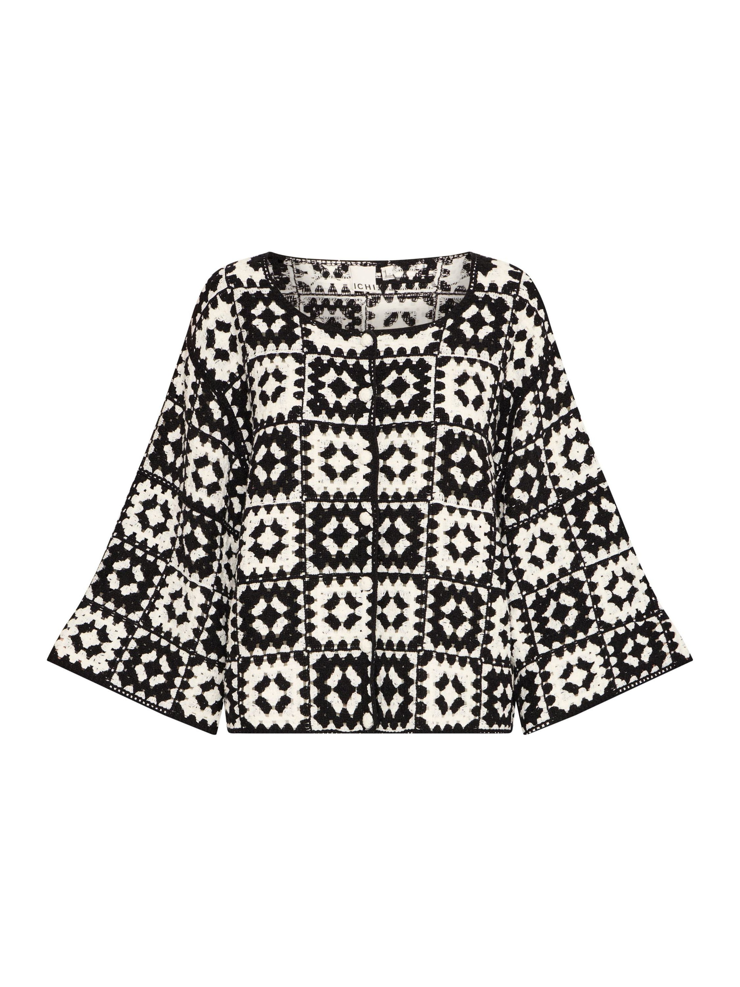 ICHI Cardigan 'Bandie' i beige / sort, Produktvisning