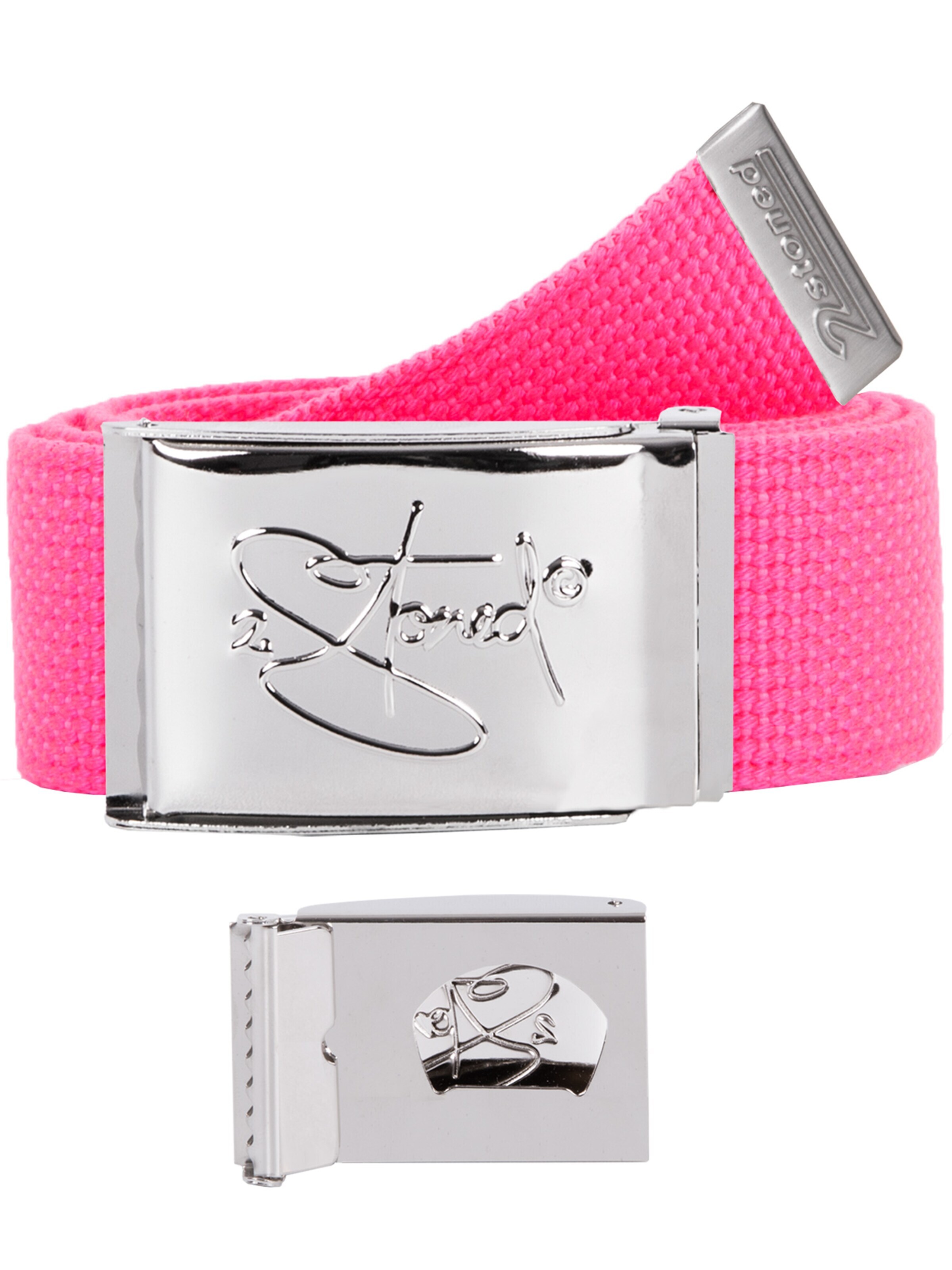 2Stoned Belt 'Classic Chrom Bottle-Opener' in Pink: front