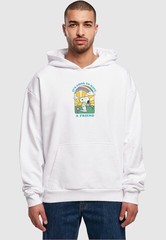 Merchcode Sweatshirt 'Peanuts - It's Good To Have A Friend' in Wit: voorkant