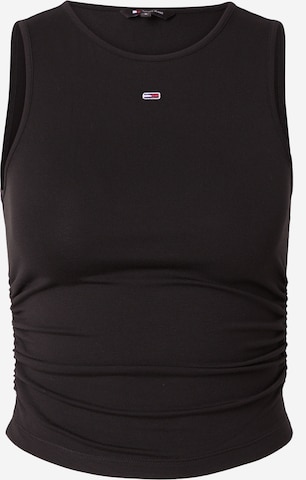 Top de la Tommy Jeans pe negru: față