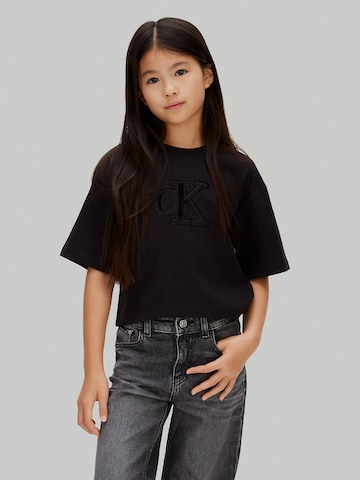 Calvin Klein Jeans Shirt 'Boxy Logo' in Black: front
