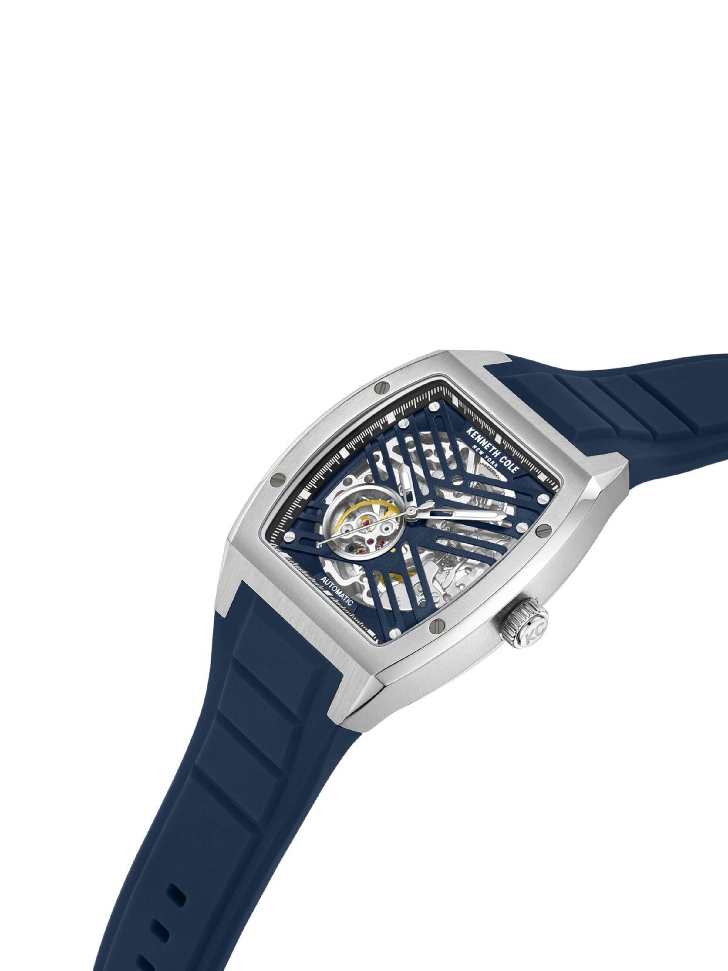 Kenneth Cole Zegarek analogowy 'Automatic watch Automatic Silicon Curve' w kolorze niebieski