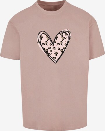 Merchcode T-Shirt 'Valentines Day - Leopard Heart' in Pink: predná strana