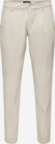 Only & Sons Pleat-Front Pants 'Cam' in Beige: front