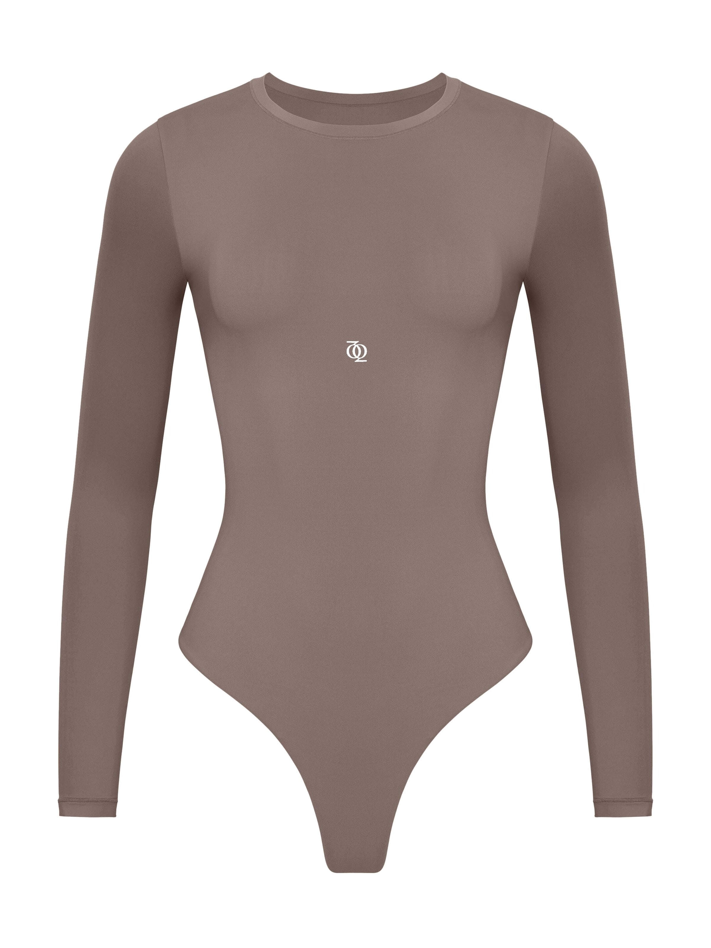 GOD SAVE QUEENS Body 'Second Skin Long Sleeve Crew-Neck Bodysuit' w kolorze brązowy: przód