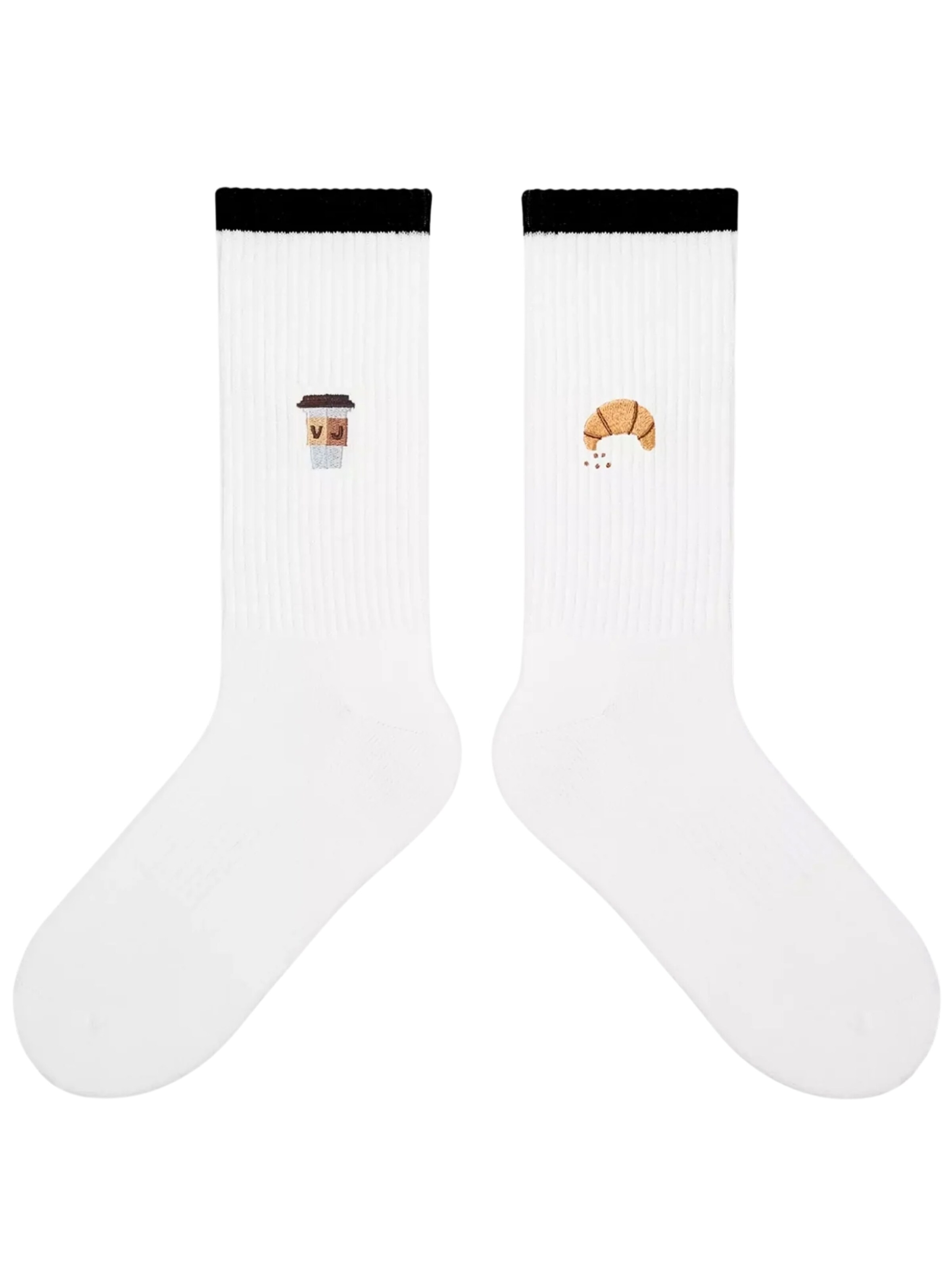 Von Jungfeld Socken 'Mix & Match Socken mit Stickmotiven'‌‌‌‌‌‌‌‌ in Weiß