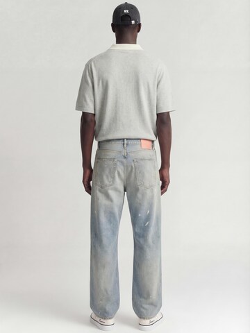 Mansour Sweatshirt 'Jacquard Knitted Polo' in Grijs