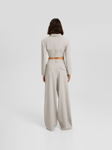 Bershka Wide leg Bandplooibroek in Grijs