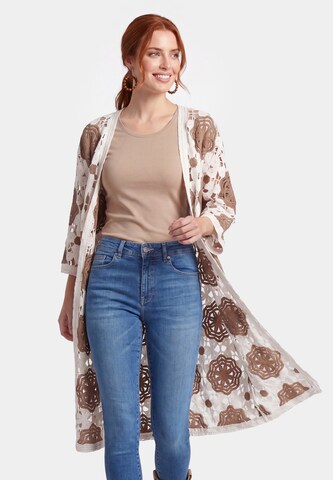 usha FESTIVAL Gebreide mantel 'Resortwear' in Bruin: voorkant