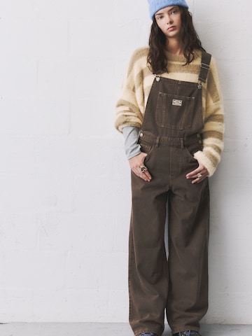 Baggy Salopette en jean Pull&Bear en marron : devant