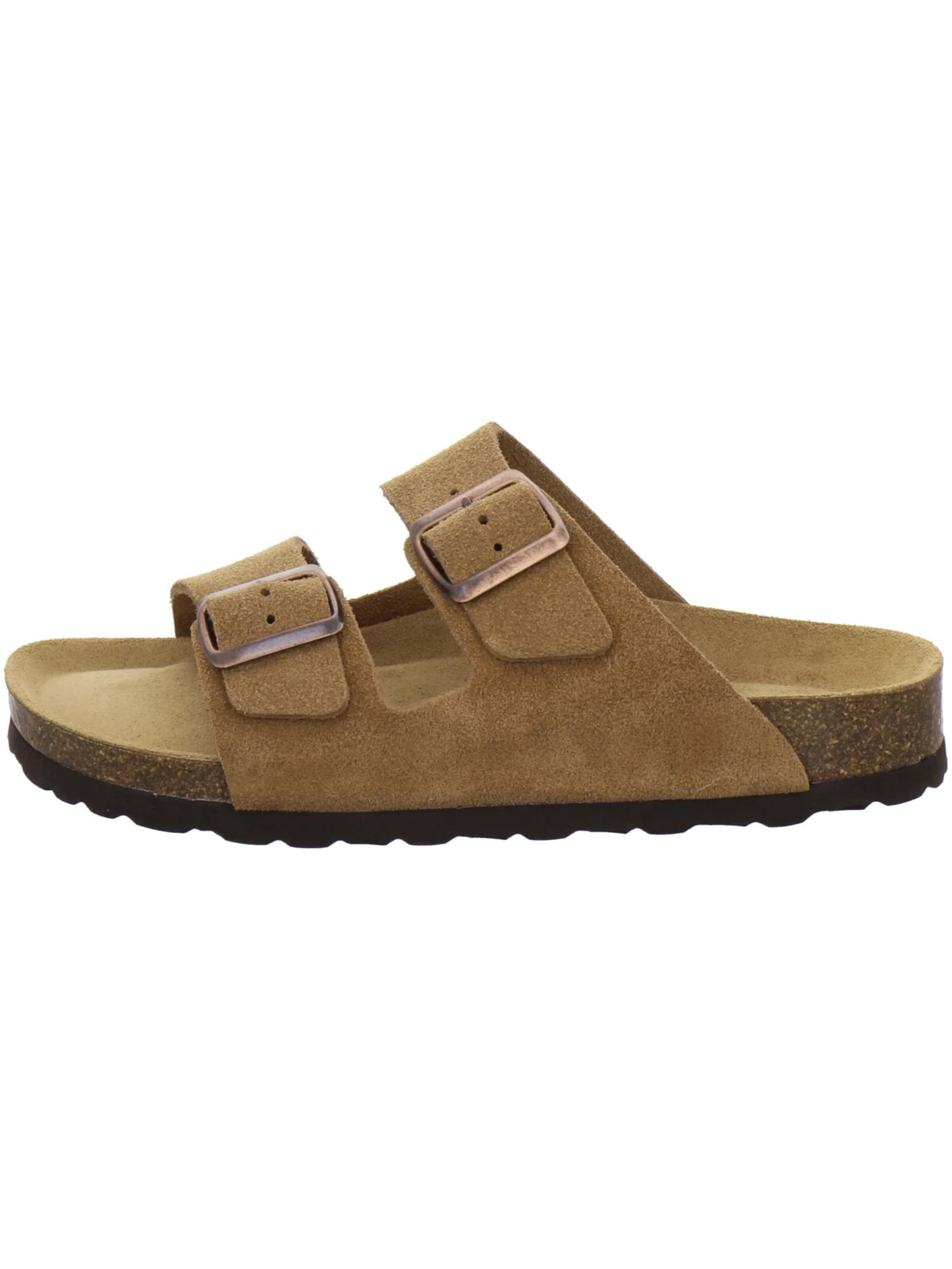AFS-Schuhe Pantolette 'Pantoletten Damen Zweischnaller cognac Veloursleder'‌‌‌‌‌‌‌‌‌‌ in Braun