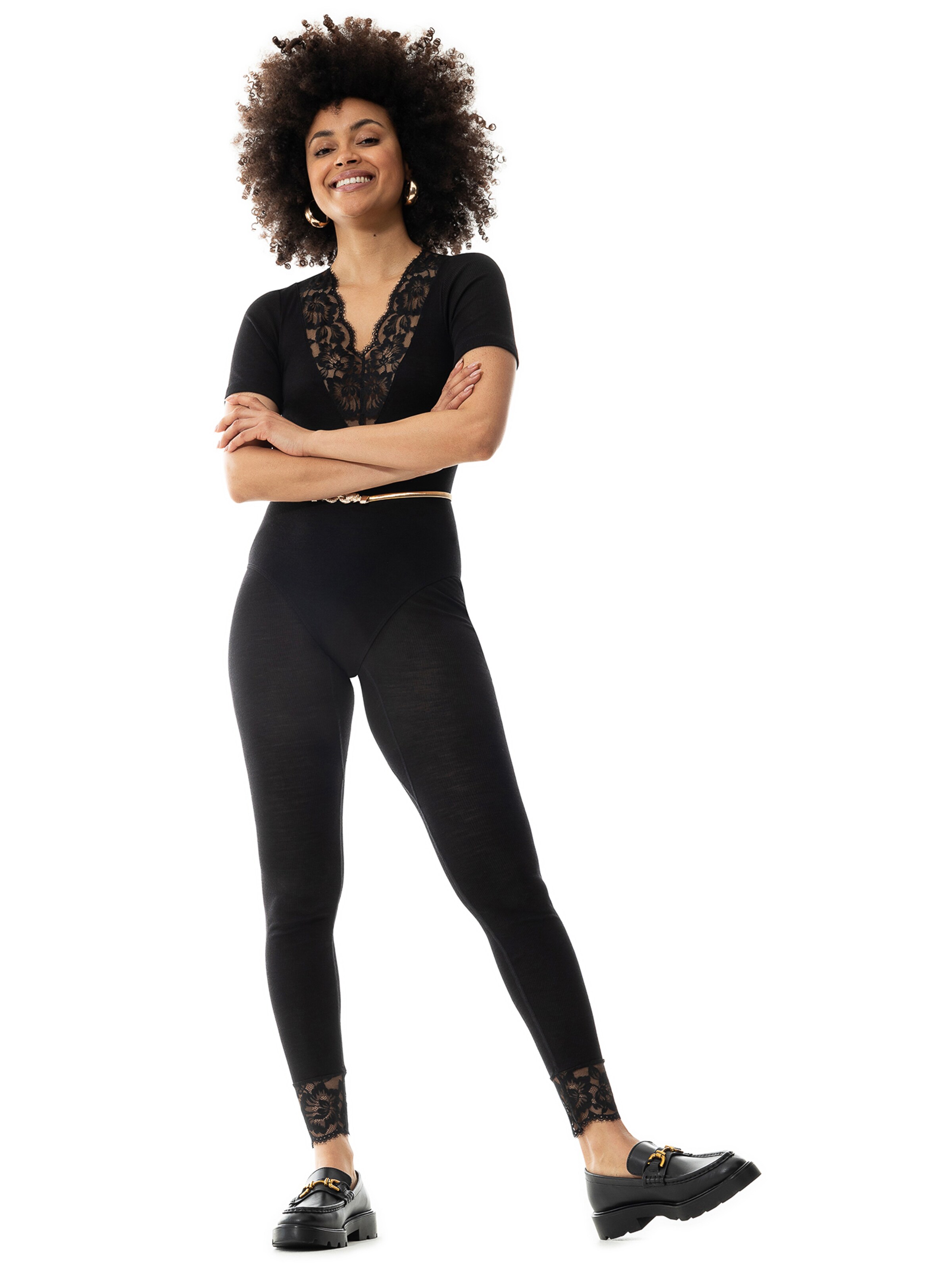 Skinny Leggings 'Wool Love' Mey en noir