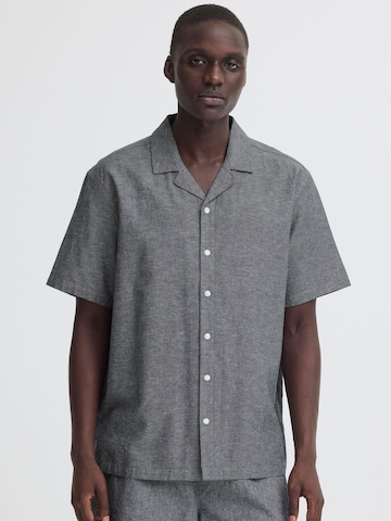 BLEND Comfort fit Button Up Shirt ' BHAban Cuba Linen Mix ' in Blue: front