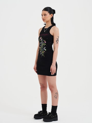 Robe 'Panther und Blumen' Ed Hardy en noir