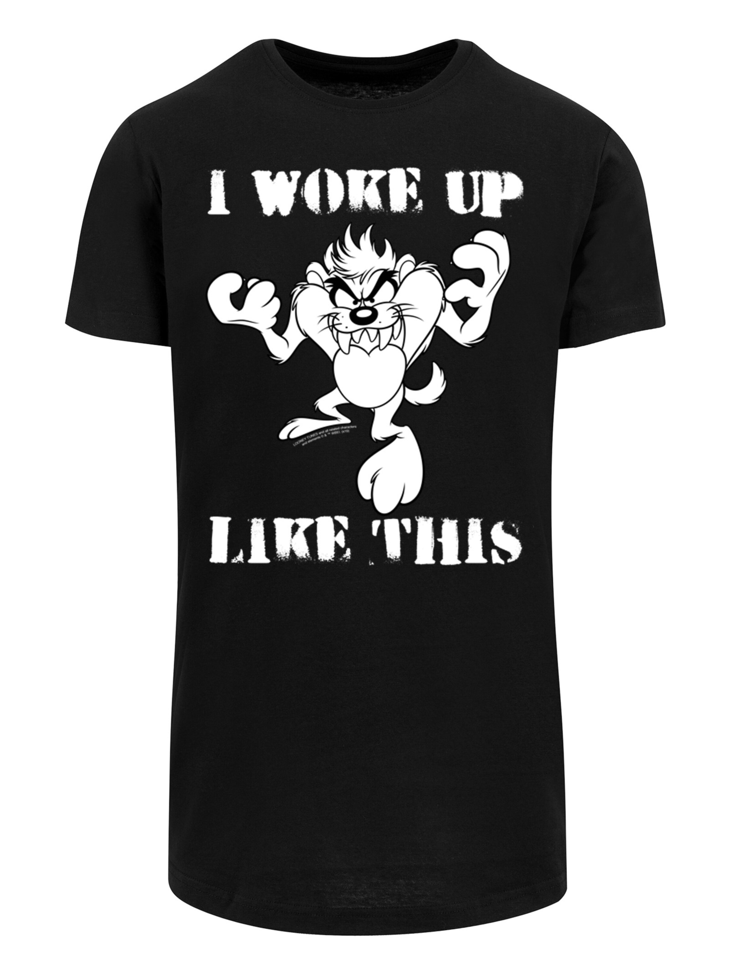 F4NT4STIC Shirt 'Looney Tunes Taz I Woke Up Like This' in Zwart: voorkant