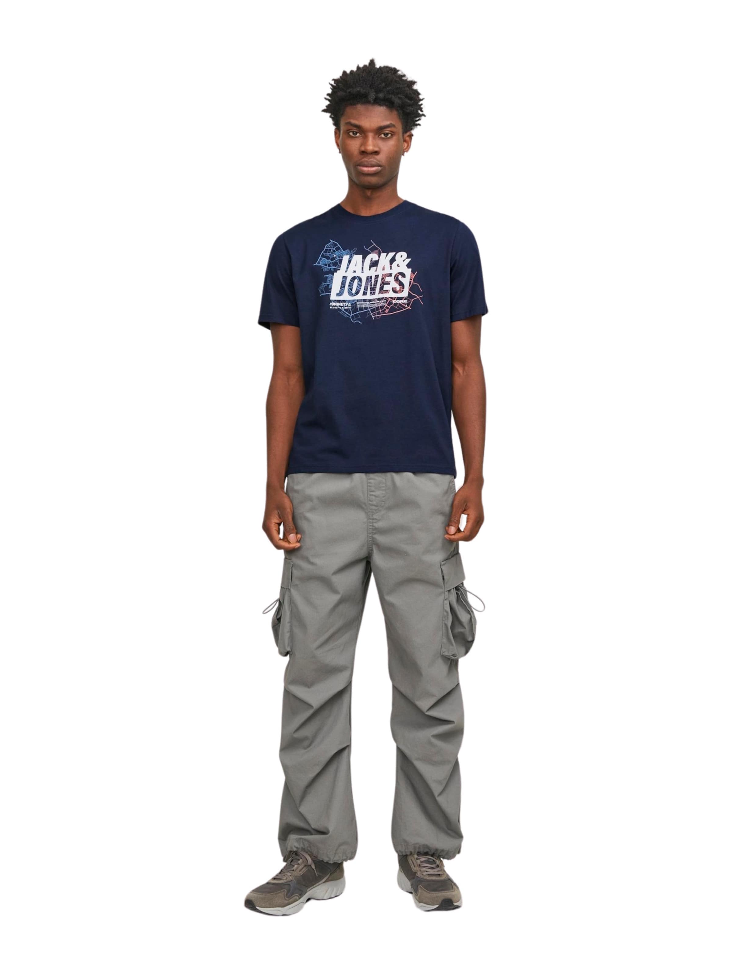 JACK & JONES T-Shirt 'Map' in Blau: Vorderseite