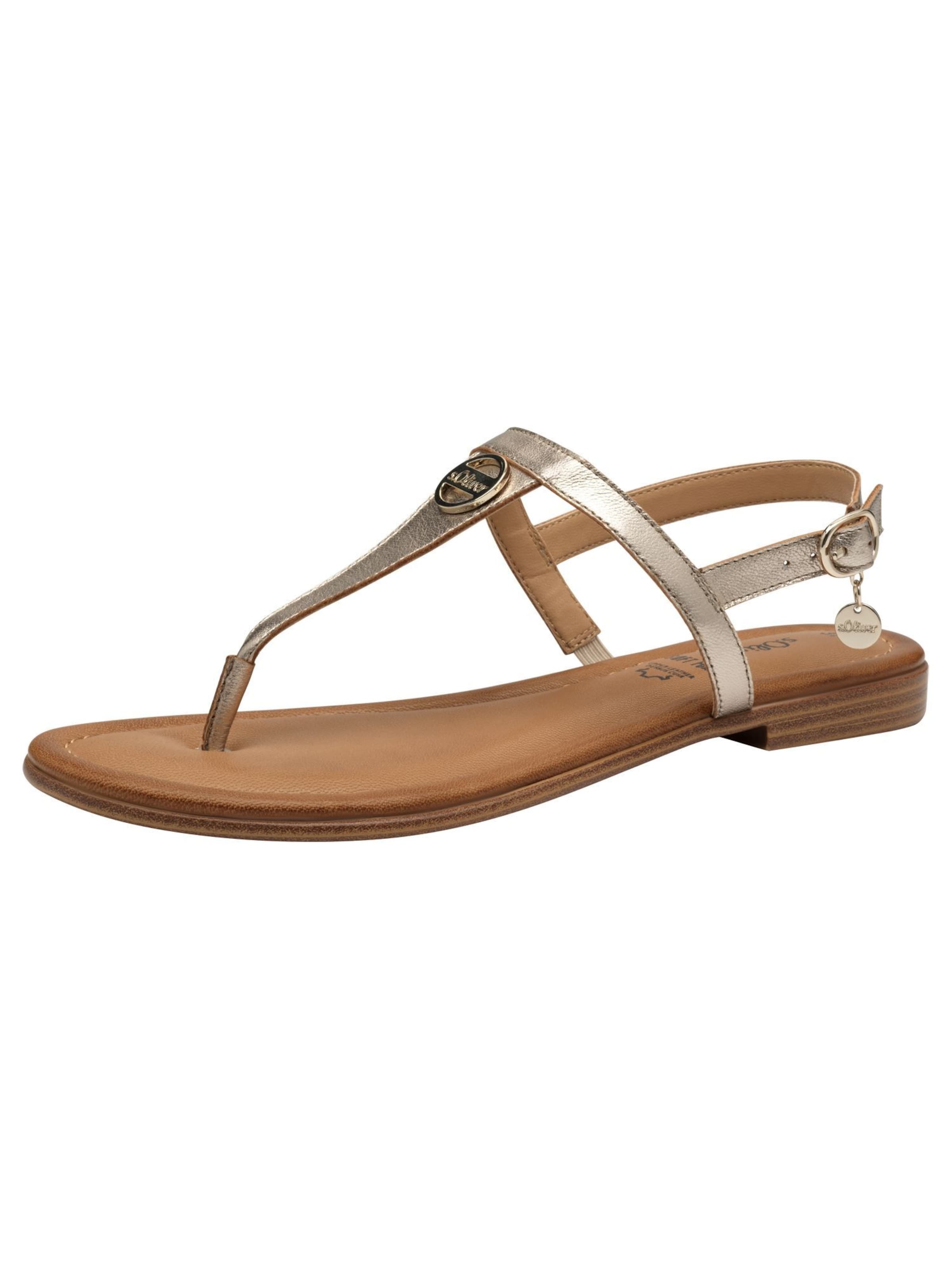 s.Oliver T-Bar Sandals in Gold: front
