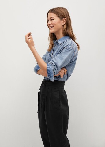 MANGO Regular Pleat-Front Pants in Black