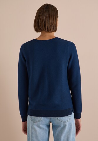 CECIL Pullover im Two-Tone-Look mit V-Neck in Blau