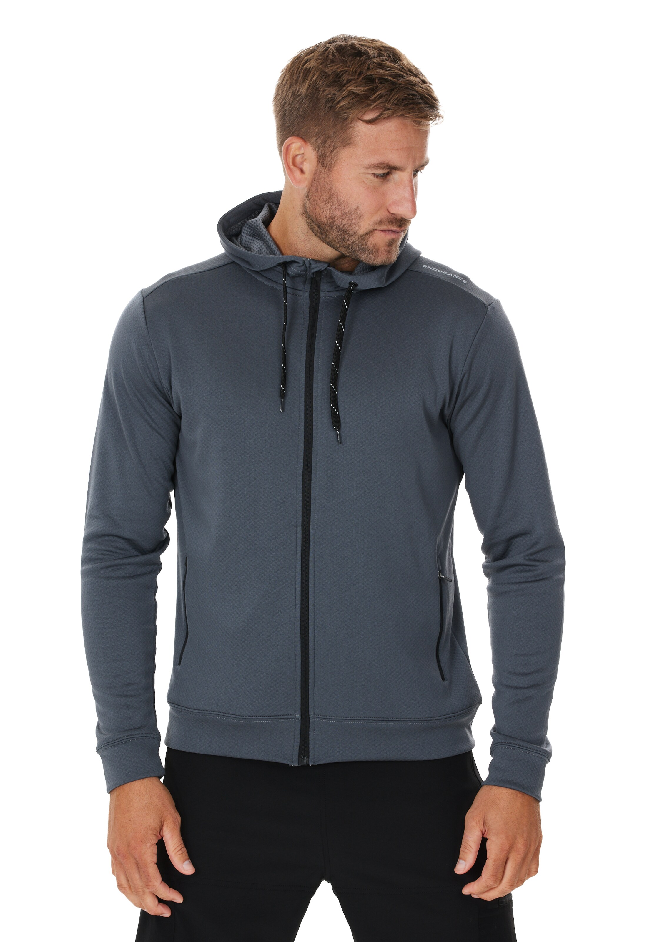 ENDURANCE Sportsweatjacke 'Dereff' in Grau: Vorderseite