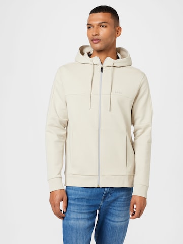 BOSS Zip-Up Hoodie 'Saggy 1' in Beige: front