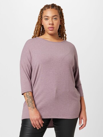 ONLY Carmakoma T-shirt 'Lamour' i lila: framsida