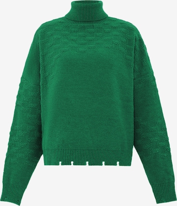 Pull-over faina en vert : devant