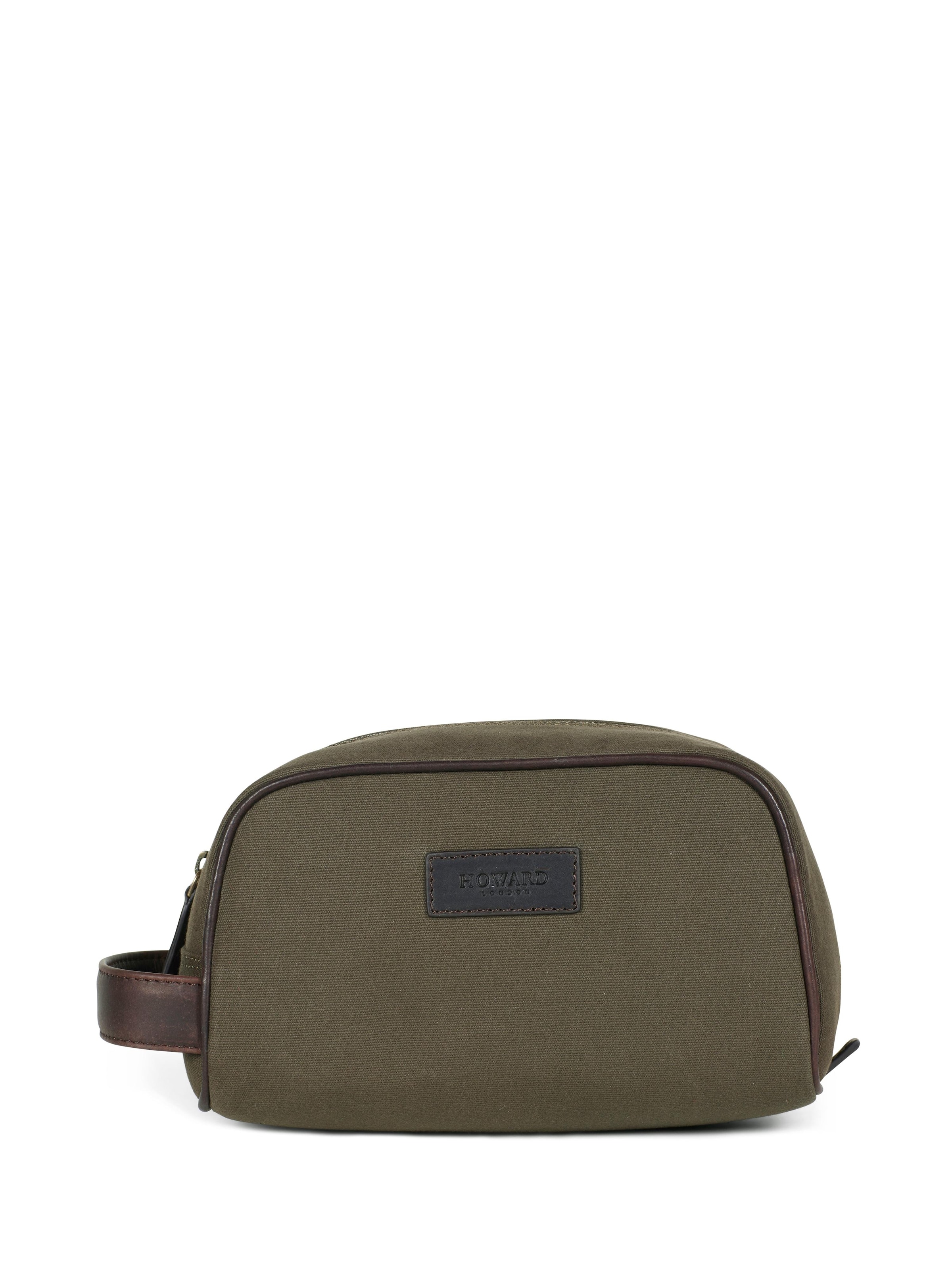 Howard London Kulturtasche 'Washbag Canvas Green'‌‌‌‌‌‌‌ in Grün: Vorderseite