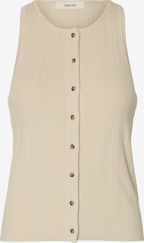 SELECTED FEMME Gebreide bodywarmer 'SLFTRIXIE' in Beige: voorkant