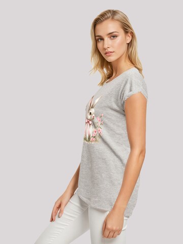 F4NT4STIC Shirt 'Niedlicher Osterhase mit Blumen' in Grijs