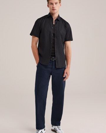 WE Fashion Slim Fit Hemd in Schwarz
