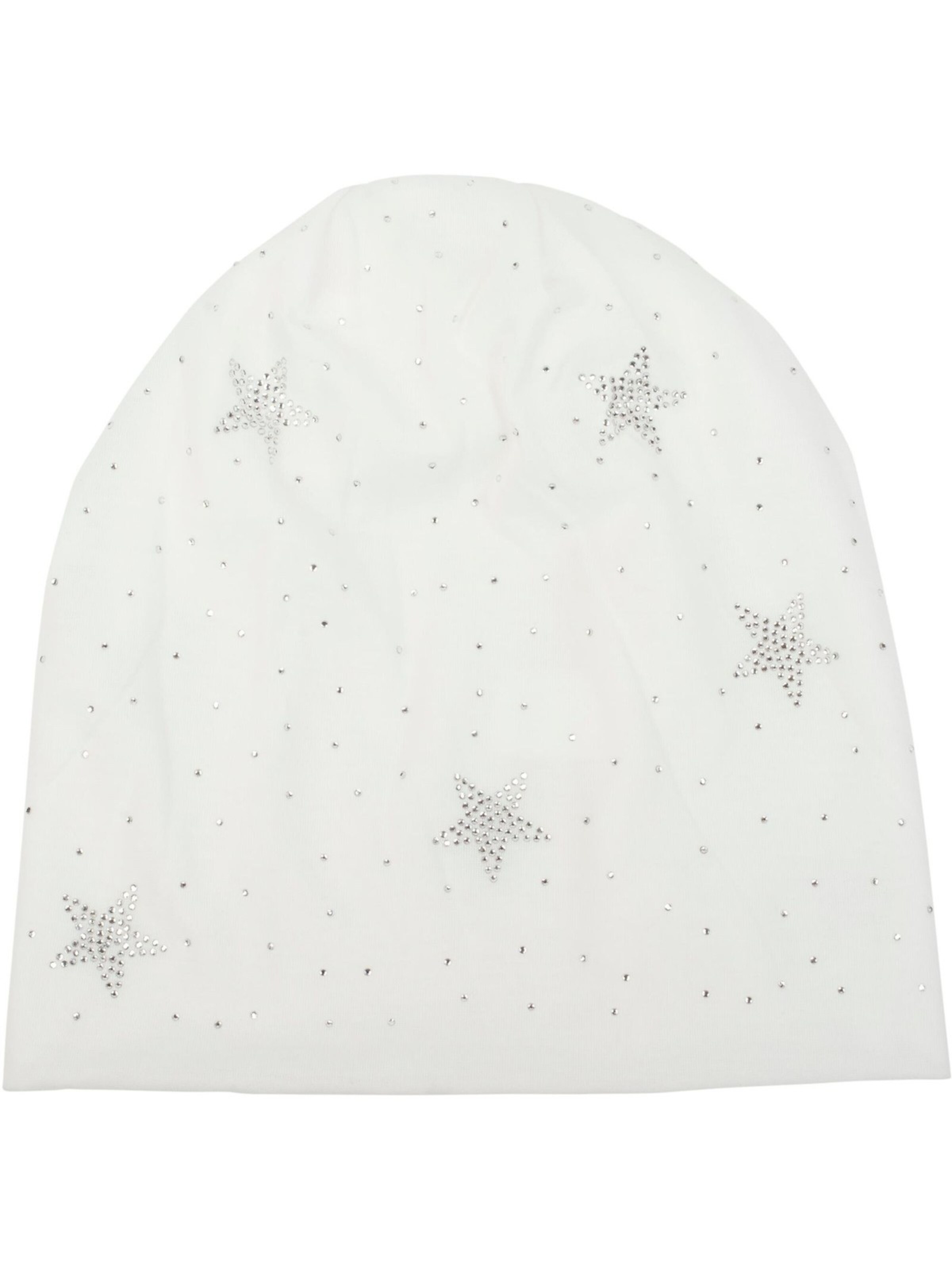 styleBREAKER Mütze 'Beanie mit Strass Sterne'‌‌‌‌‌‌ in Weiß