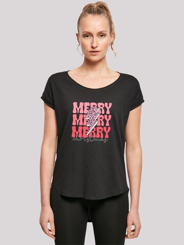 F4NT4STIC Shirt 'Merry Christmas' in Zwart: voorkant