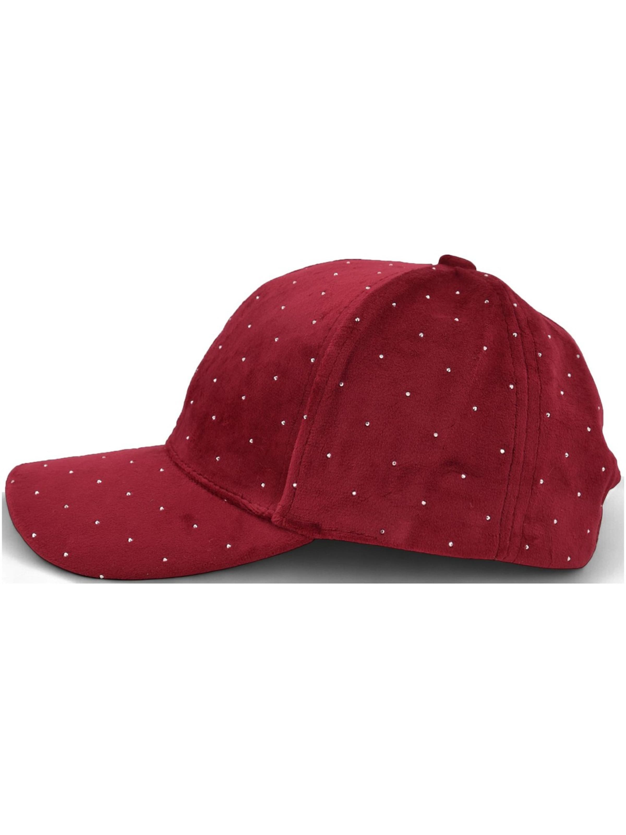 styleBREAKER Cap 'Samt Baseball Cap mit Strass'‌‌‌‌‌‌‌‌ in Rot