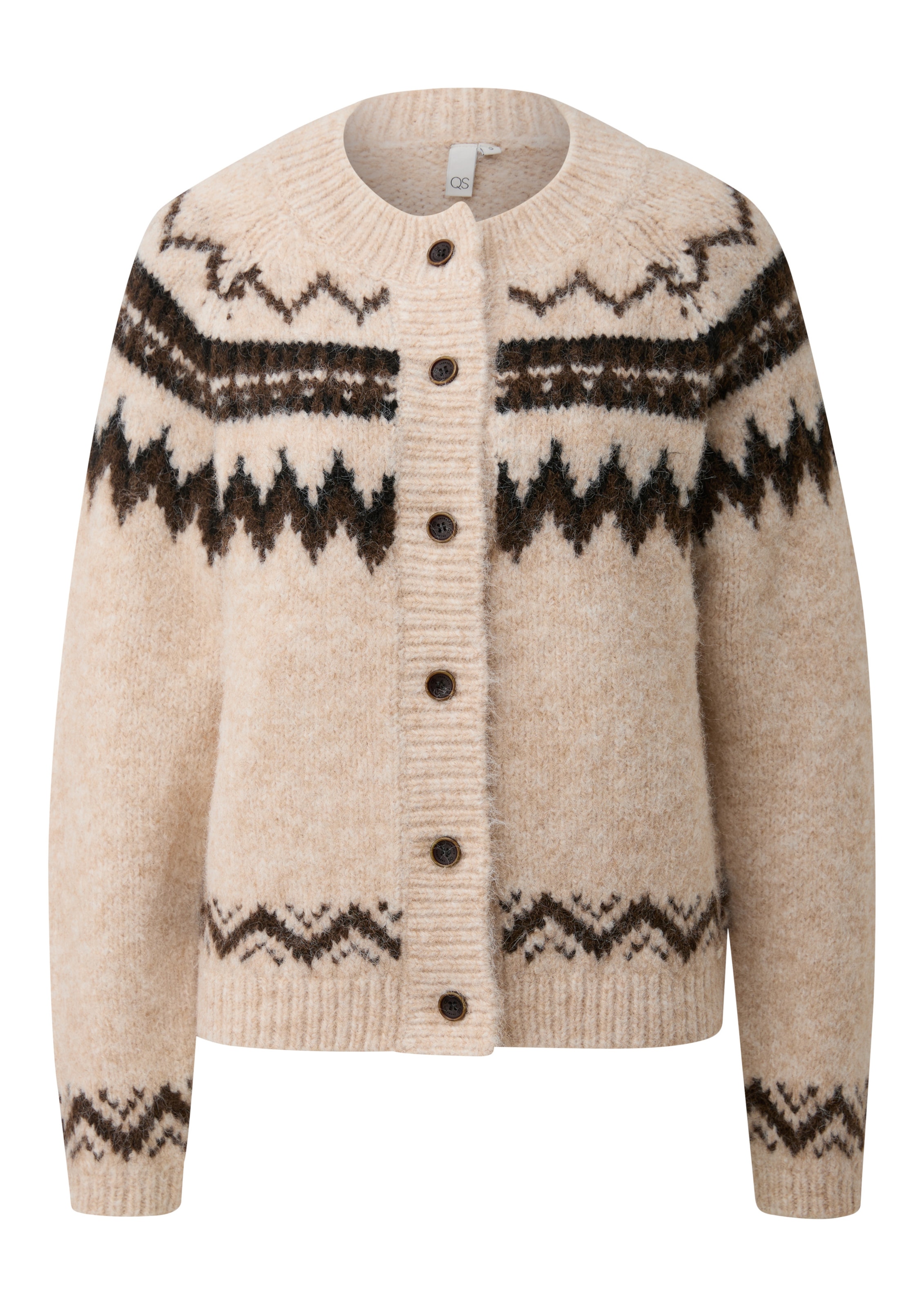 QS Cardigan en crème / noir, Vue avec produit