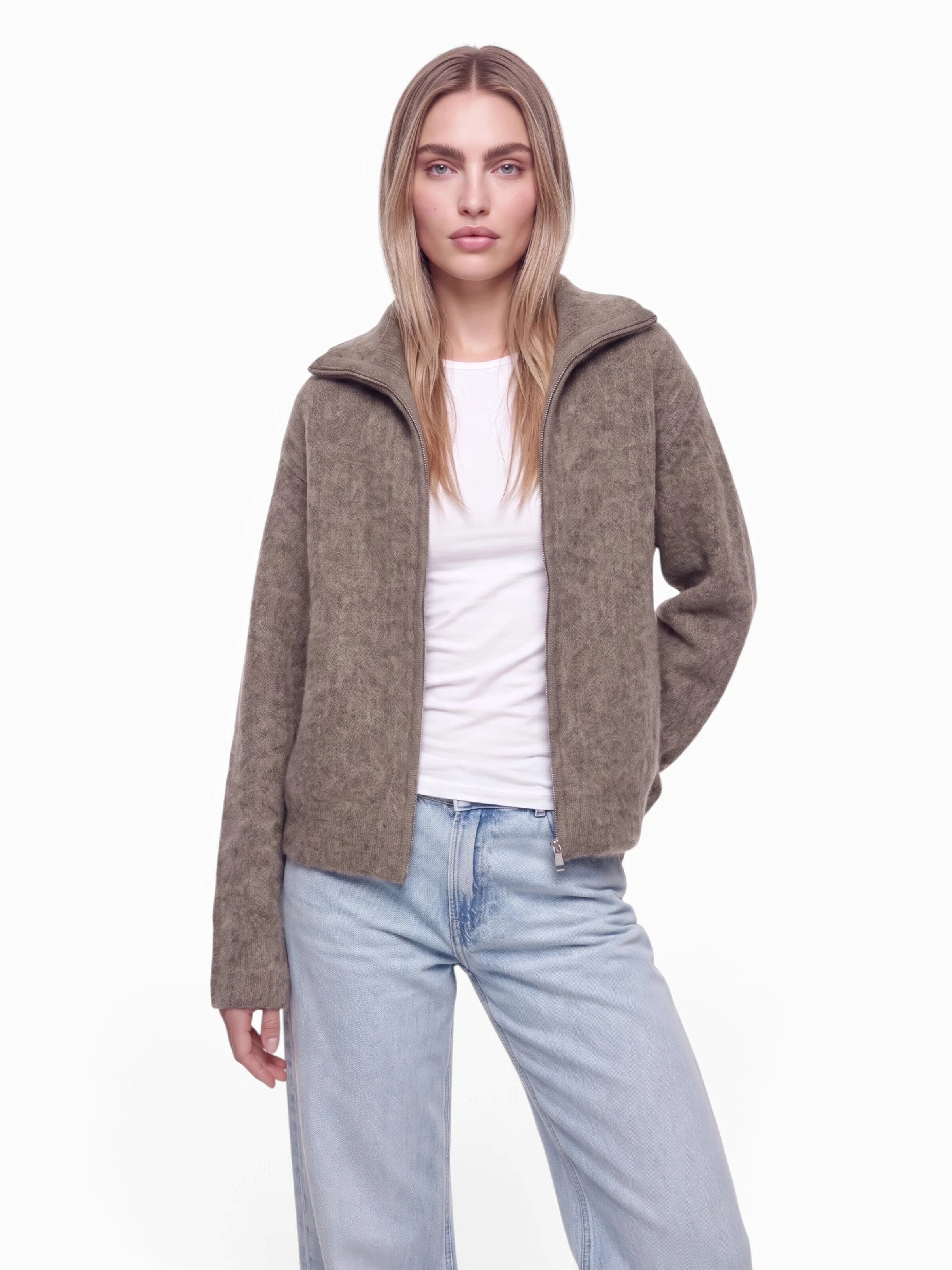 SELECTED Knit cardigan 'SLWGABRIELLA' in Grey: front