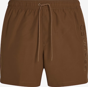 Calvin Klein Swimwear Board Shorts in Brown: front