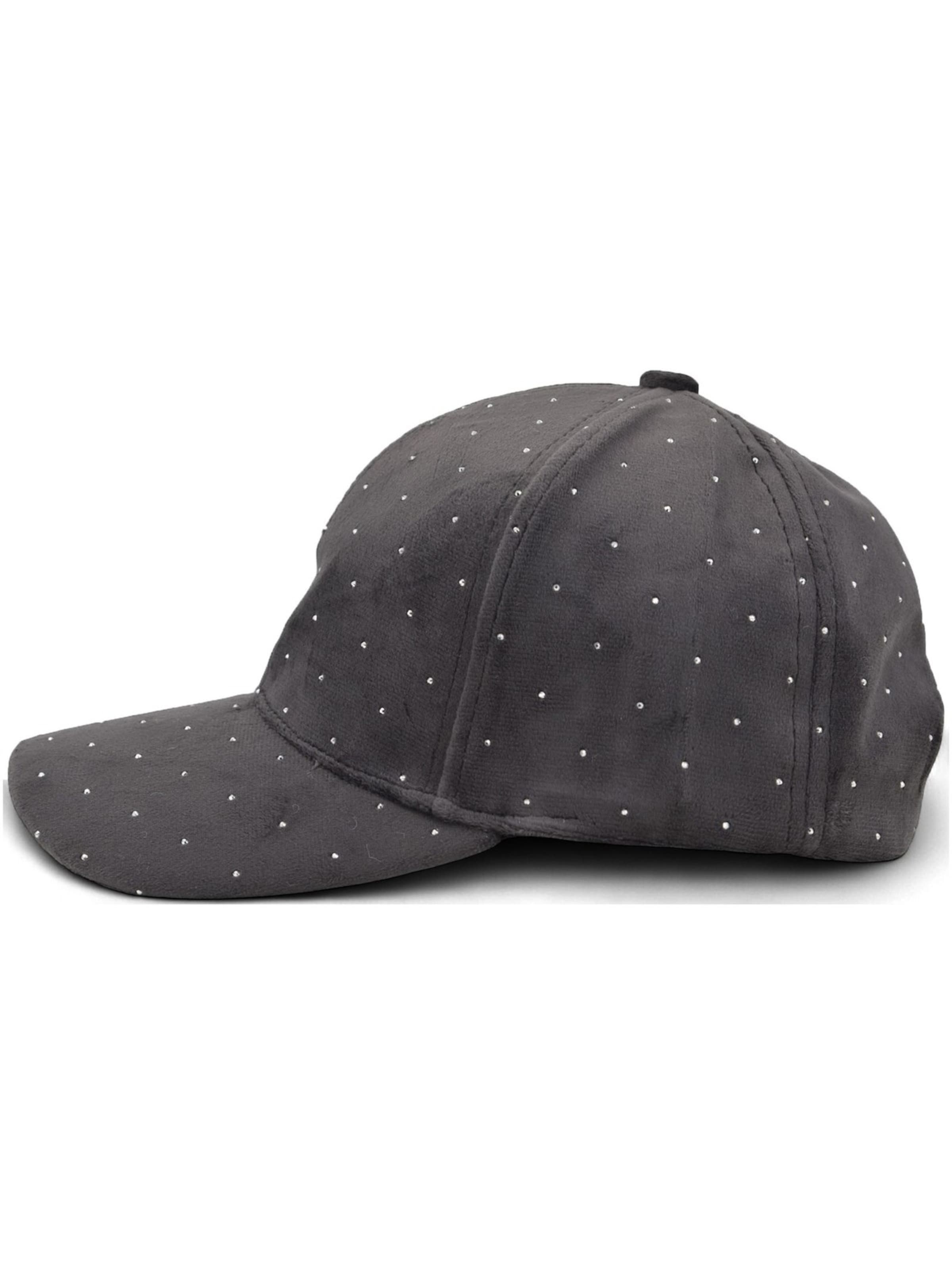 styleBREAKER Cap 'Samt Baseball Cap mit Strass'‌‌‌‌‌‌‌‌ in Grau