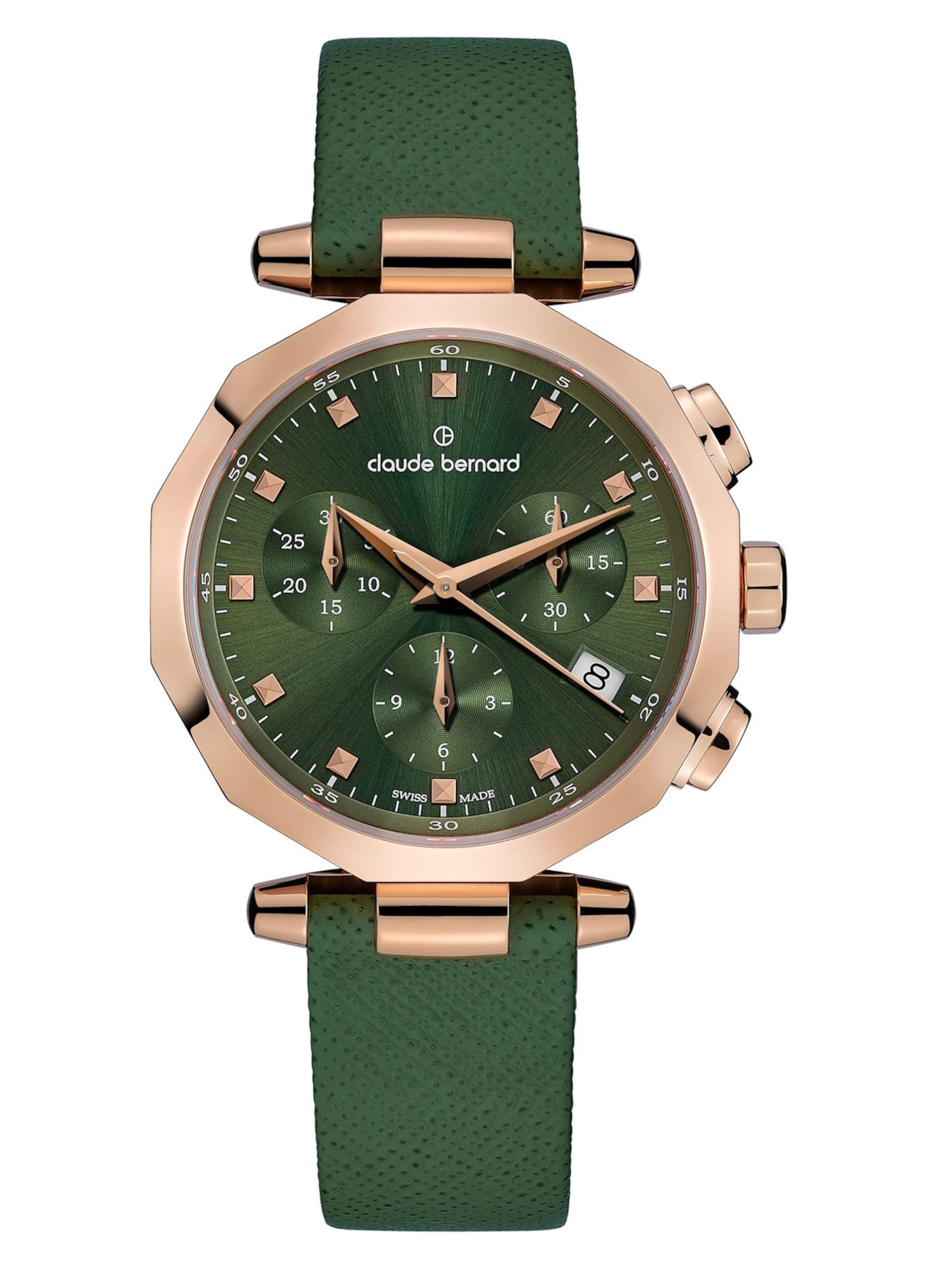 Claude Bernard Analoguhr 'Dress Code Chronograph'‌‌‌‌‌‌‌‌‌‌ in Grün: Vorderseite
