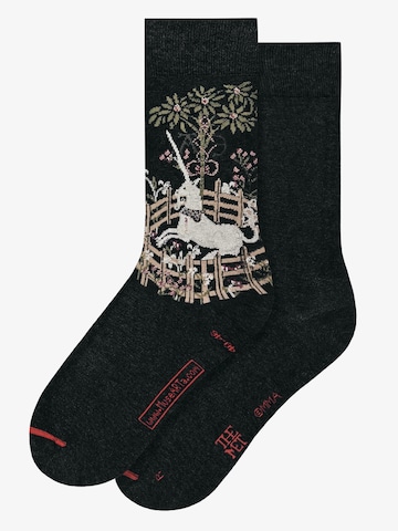 MuseARTa Socks 'Unicorn Tapestries - Das Einhorn ruht in einem Garten' in Black: front